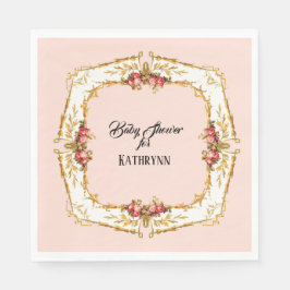 Servilleta De Papel Fiesta de té francés de vintage Rosa Gold Baby Sho