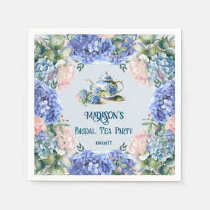 Servilleta De Papel Fiesta de té nupcial con Hortensias azules