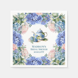 Servilleta De Papel Fiesta de té nupcial de Hortensias azules