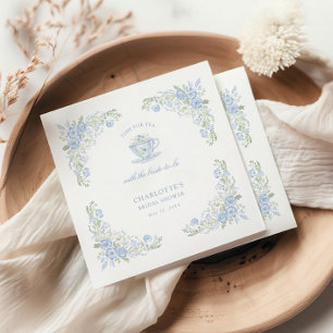 Servilleta De Papel Fiesta de té nupcial floral azul