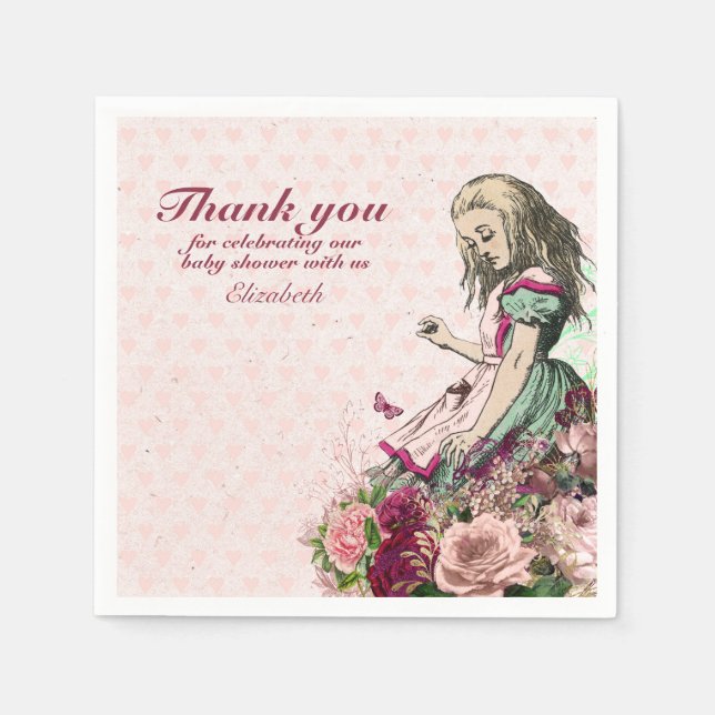Servilleta De Papel Fiesta de té personalizada de Alicia en el país de (Anverso)