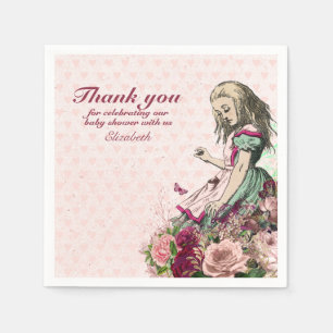 Servilleta De Papel Fiesta de té personalizada vintage de Alicia en el