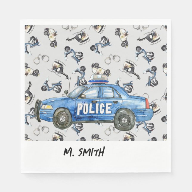 Servilleta De Papel Fiesta De Tema Policial (Anverso)
