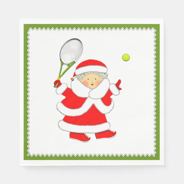 Servilleta De Papel Fiesta de tenis navideña (Anverso)