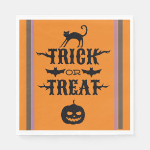 Servilleta De Papel Fiesta de tipografía de Halloween con truco o truc