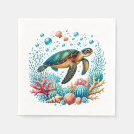 Servilleta De Papel Fiesta de tortuga marina de playa linda