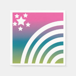 Servilleta De Papel Fiesta de Unicornio con Rayas de Arcoíris y Estrel