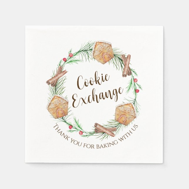 Servilleta De Papel Fiesta de vacaciones de Cookie Exchange (Anverso)