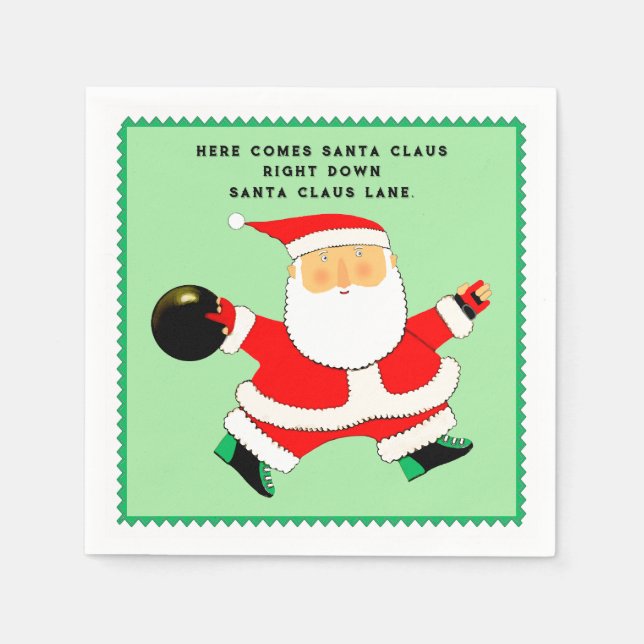 Servilleta De Papel Fiesta de vacaciones de Navidades de boliche (Anverso)