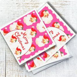 Servilleta De Papel Fiesta de vacaciones de navidades Santa Claus PInk