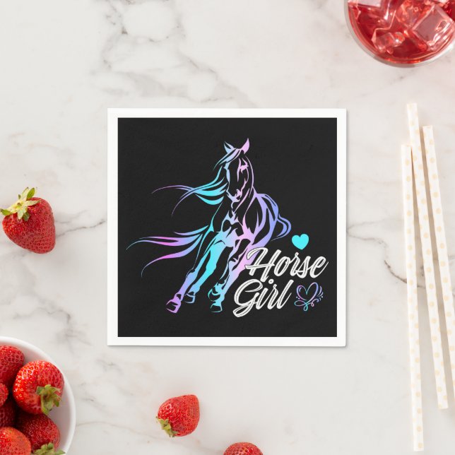 Servilleta De Papel Fiesta de vaquera occidental con caballo negro (In situ)