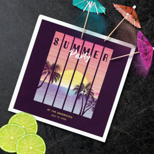 Servilleta De Papel Fiesta de verano de synthwave rosa y púrpura