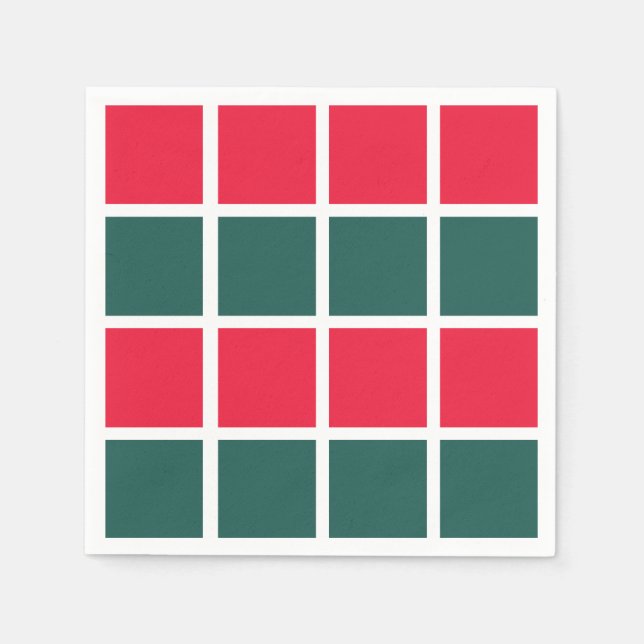 Servilleta De Papel Fiesta de verificación de verde rojo (Anverso)