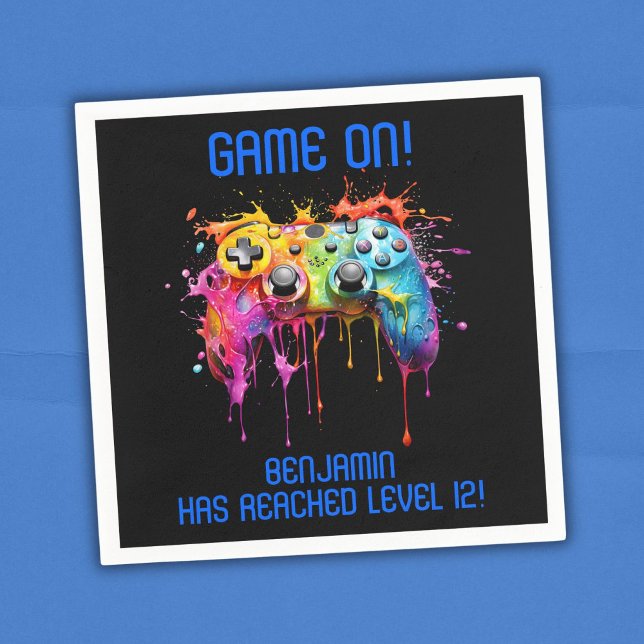 Servilleta De Papel Fiesta de videojuegos Boy Blue Level Up (Subido por el creador)