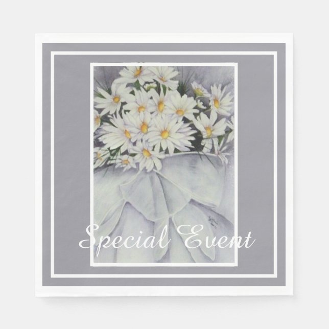 Servilleta De Papel Fiesta de White Daisy Bouquet (Anverso)