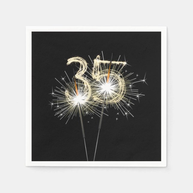 Servilleta De Papel fiesta del 35° aniversario habla sobre negro (Anverso)