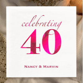 Servilleta De Papel Fiesta del 40° Aniversario de Ruby Personalizado