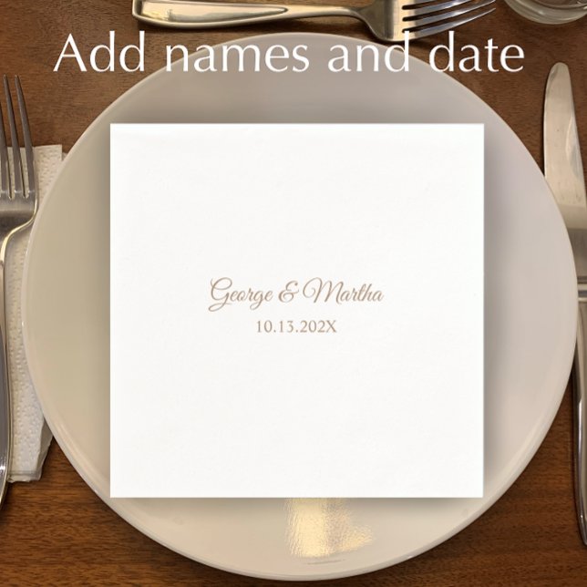 Servilleta De Papel Fiesta del 50 aniversario Boda de oro personalizad (Add couple’s names and date for elegant simple custom napkins. 
)