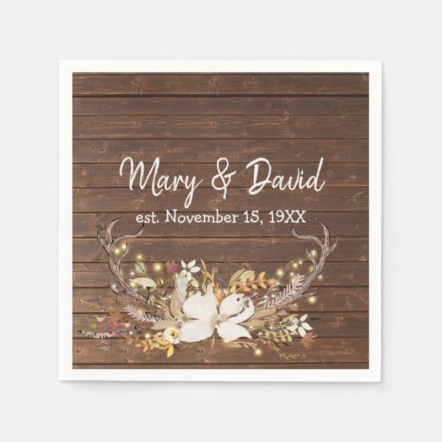 Servilleta De Papel Fiesta del aniversario de Deer Antlers (Anverso)