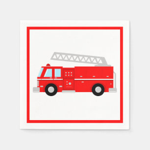 Servilleta De Papel Fiesta del Camión de Bomberos Rojo