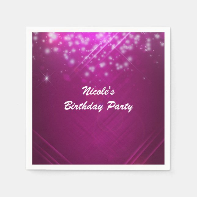Servilleta De Papel Fiesta del club de baile Magenta Pink Sparkle Glam (Anverso)