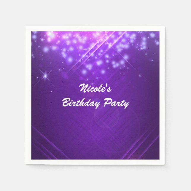 Servilleta De Papel Fiesta del Club de Baile Purple Sparkle Glam (Anverso)