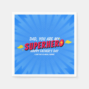 Servilleta De Papel Fiesta del Día del Padre Superhéroe de Cómic Retro