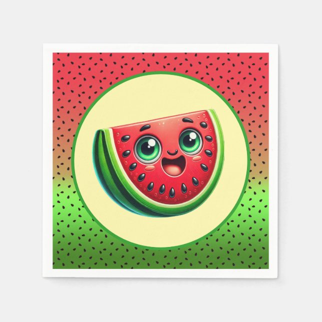 Servilleta De Papel Fiesta del Festival Cute Watermelon (Anverso)