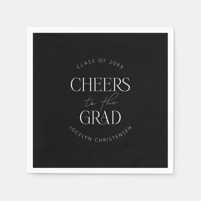 Servilleta De Papel Fiesta del Grad de Saludos Personalizados en Blanc (Anverso)