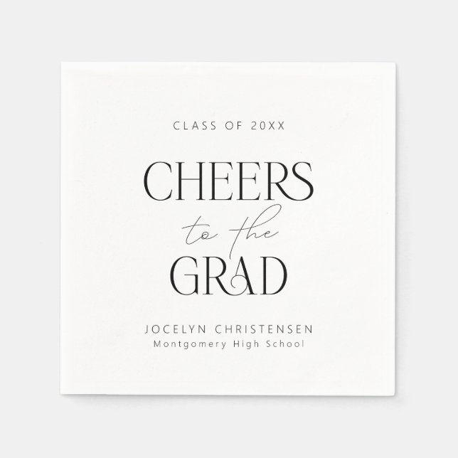 Servilleta De Papel Fiesta del Grad de Saludos Personalizados en Blanc (Anverso)