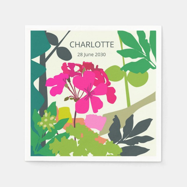 Servilleta De Papel Fiesta del Jardín Florista de los Geranios en Bloo (Anverso)