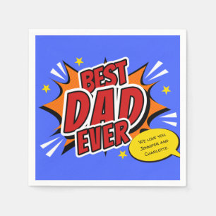 Servilleta De Papel Fiesta del Mejor Papá Superhéroe de Cómic Retro  