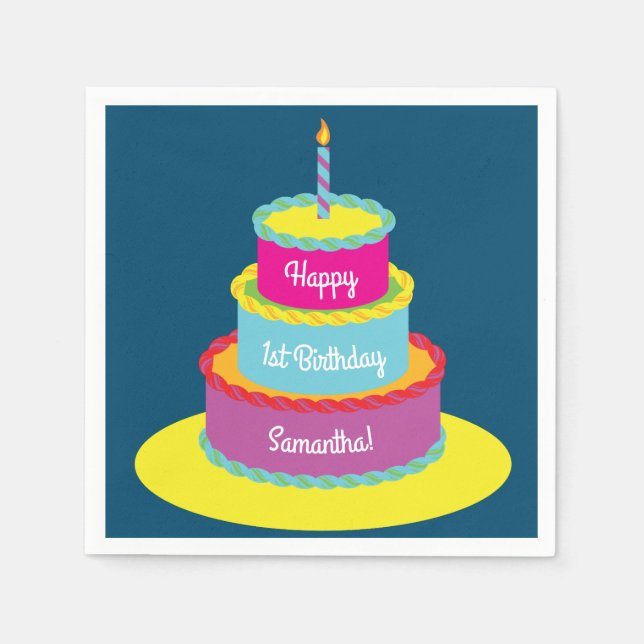 Servilleta De Papel Fiesta del pastel de cumpleaños (Anverso)