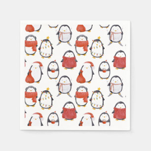 Servilleta De Papel Fiesta del patrón de pingüinos festivos