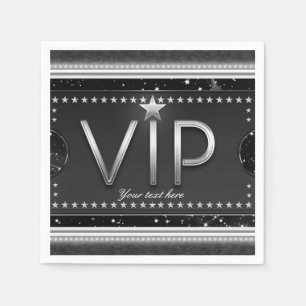 Servilleta De Papel Fiesta del Personalizado VIP de Black & Silver Gla