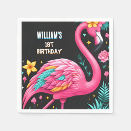 Servilleta De Papel Fiesta del Piscina Luau Fly Pink Flamingo