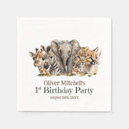 Servilleta De Papel Fiesta del primer cumpleaños de animales africanos
