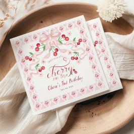 Servilleta De Papel Fiesta del primer cumpleaños de Cherry