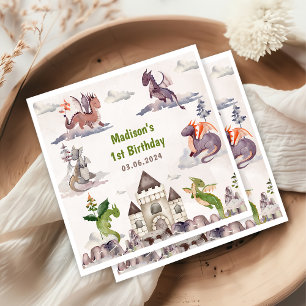 Servilleta De Papel Fiesta del primer cumpleaños de Cute Dragon