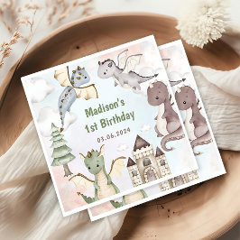 Servilleta De Papel Fiesta del primer cumpleaños de Cute Dragon