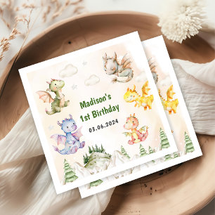 Servilleta De Papel Fiesta del primer cumpleaños de Cute Dragon