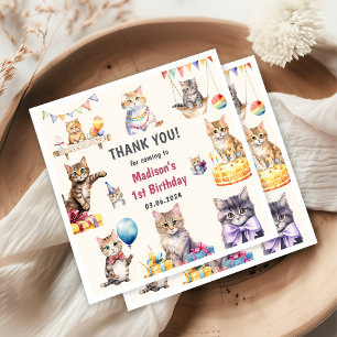 Servilleta De Papel Fiesta del primer cumpleaños de Cute Kitty Cat
