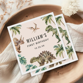 Servilleta De Papel Fiesta del primer cumpleaños de la dinosaurio acua