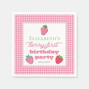 Servilleta De Papel Fiesta del primer cumpleaños de Strawberries Chica