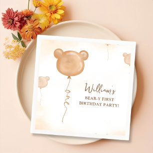 Servilleta De Papel Fiesta del primer cumpleaños de Teddy Bear Balloon