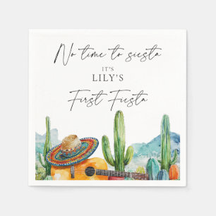 Servilleta De Papel Fiesta del Primer Cumpleaños del Cactus Acuarela