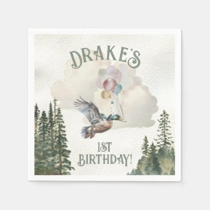 Servilleta De Papel Fiesta del primer cumpleaños del pato afortunado