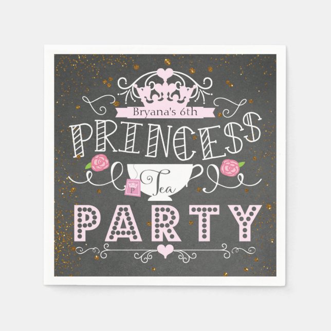 Servilleta De Papel FIESTA DEL TÉ DE PRINCESA Pizarra Fiesta (Anverso)