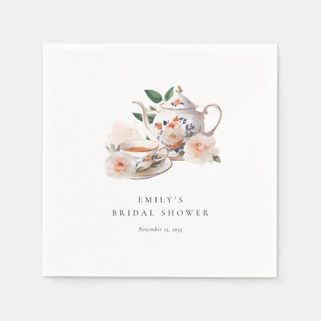 Servilleta De Papel Fiesta del Té Elegante Despedida de Soltera (Anverso)