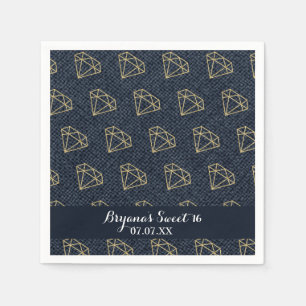 Servilleta De Papel Fiesta Denim & Diamonds Gold & Blue Glam
